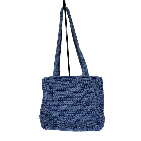 The Sak Handbags - The SAK Purse Nylon Crochet Shoulder Bag Blue Single Strap Zip Top Blue Pocket